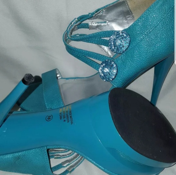 Unique Teal Stiletto Platforms - Picture 2 of 2